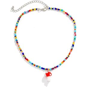 Azusa Sun Mushroom Pendant Necklace with Gold Chains Natural Stone Healing Crystal Necklace Y2K Preppy Jewelry for Teen Girls Women