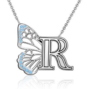 SCZKLAQ Butterfly Initial Necklaces for Women 925 Sterling Silver Initial A-Z Necklace - Butterfly Initial Letter Jewelry Mother's Day Birthday Gifts for Women Teen Girls