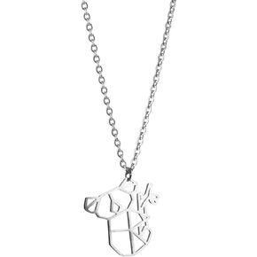 Koala Silver Origami Jewelry & Silver Geometric Necklace – 925 Sterling Plated Silver Necklace & Koala Necklaces for Women – Koala Necklace for Girls & Origami Necklace