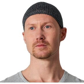 CHARM Mens Hemp Kufi Hat - Japanese Fashion Beanie Cap Islam Prayer Hat Summer Skull Cap