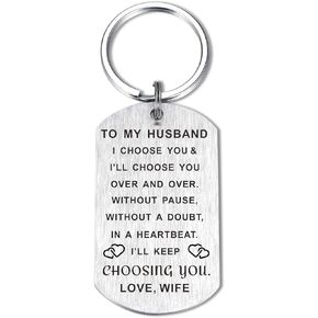 Christmas Gifts for Husband - I Choose You and I'll Choose You Over and Over Keychain Gift Keyring Key Chain