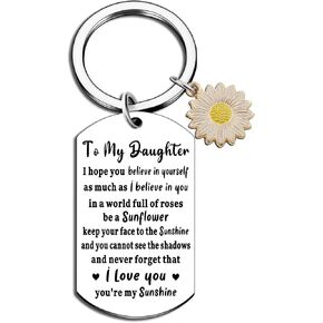 Aisity Mom Gifts from Daughters Teen Girls Daughter Gifts from Mom Dad Inspirational Sunflower Gifts for Kids Teens Birthday Christmas Valentines Day Easter Gifts for Teens Girls Daughter Keychain in Saudi Arabia