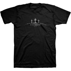 It is Finished Crosses Black Cotton Crew Neck T-Shirt, Small
