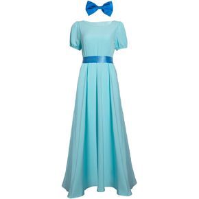 Women Girls Princess Wendy Dress Costume Halloween elegant Maxi Blue Cosplay Dressing Up Outfits
