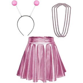 زي REU GLOBAL Space Alien التنكري للنساء، تنورة ثلاثية الأبعاد مع عصابة رأس وإكسسوارات النظارات، فستان تنكري in Kuwait