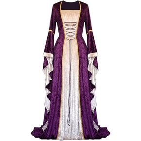 Renaissance Dress Costume Womens Medieval Faire Halloween Cosplay Velvet Irish Retro Gothic Gown Long Over Dresses