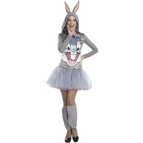 Rubie's Women's Looney Tunes Bugs Bunny Hooded Costume Dress