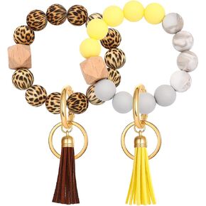 4PCS Silicone Key Ring Bracelet for Women Elastic Wristlet Keychain House Car Key Ring Holders in Kuwait