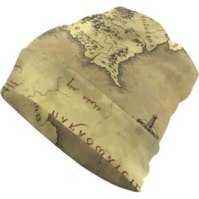 Middle Earth Map Pattern Beanie Hat Slouchy Scarf Cap for Women Men Unisex Winter Warm Headwear