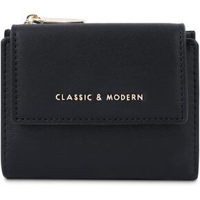 Sunwel Fashion Small Wallet Flapover Bifold Wallet Zipper Pocket Cash Card ID Window Coin Purse for Women Girls (PURPLE)