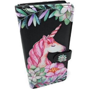 Shag Wear Unicorn Large Animal Wallet for Women or Teen Vegan Faux Leather 7" Black