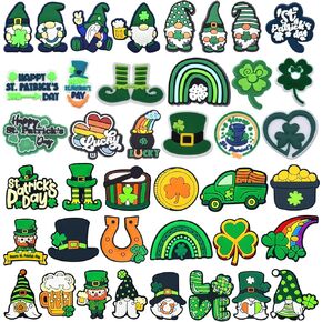 40 PCS St. Patrick's Day Charms for Girls,PVC Green Charms Clover St. Patrick's Day Decorations,Girl Charms for Croc, Bracelet, Jackets, Purses, St. Patrick's Day decor in Saudi Arabia