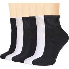 +MD 6 Pack Womens Bamboo Viscose Ankle Socks Extra Heavy Full Cushion Quarter Moisture Wicking Hiking Sports Running Socks