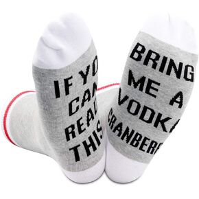 2 PAIRS VODKA Gift If You Can Read This Bring Me A VODKA Funny Novelty Socks For Vodka Lover