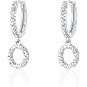 Initial Dangle Hoop Earrings Silver Cubic Zirconia Alphabet Drop Earrings Dainty Hinged Huggie Earrings 26 Letters A To Z