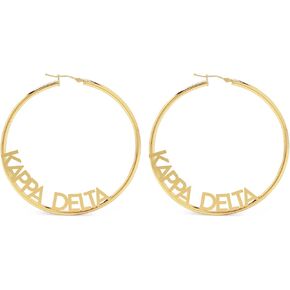 Sorority Shop Kappa Delta- Hoop 18K Gold Plated Dainty Earrings for Women - Kappa Delta Jewelry with Ideal 2" Diameter Hoops - Kappa Delta Gifts