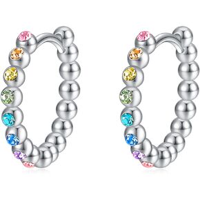 Huggie Hoop Earrings for Girls,Women Beaded Cartilage Helix Earrings Gifts Jewelry