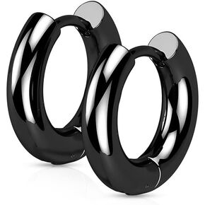 18GA 316L Stainless Steel 3mm Thick Hinged Round Hoop Earrings, Sold as a Pair
