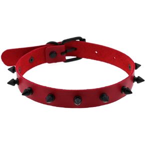FM FM42 Unisex Multicolor Simulated Leather PU Punk Rock Gothic Black Spiked Rivets Choker Collar Necklace