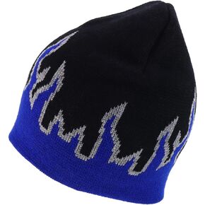 100% Acrylic Fire Flame Pattern Short Knitted Beanie Hat