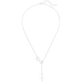 قلادة Olbye Cross Drop قلادة فضية إنفينيتي قلادة مجوهرات يومية للنساء والفتيات in Kuwait