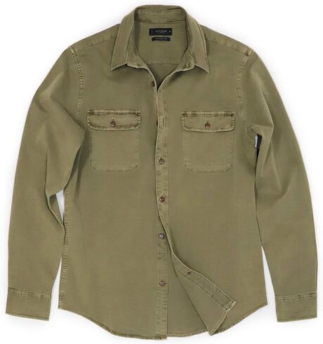 قميص عمل رجالي من Lucky Brand بأكمام طويلة وأزرار لأعلى Humboldt (متوسط، زيتوني محروق) in Saudi Arabia
