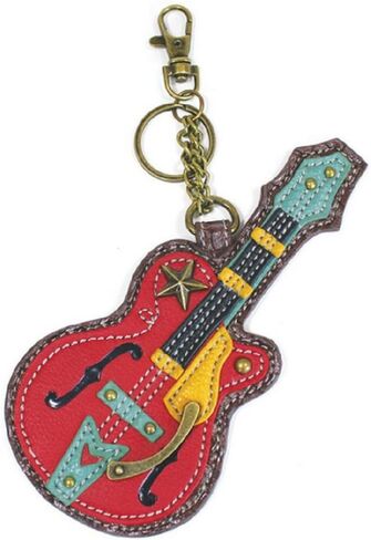 Chala Rock Star Guitar Key Chain Coin Purse Leather Bag Fob Charm New in Saudi Arabia
