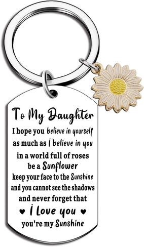 Aisity Inspirational Sunflower Keychain Daughter Gifts from Mom Dad for Birthday Graduation Thanksgiving Christmas Gifts in Saudi Arabia