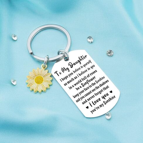 Aisity Inspirational Sunflower Keychain Daughter Gifts from Mom Dad for Birthday Graduation Thanksgiving Christmas Gifts in Saudi Arabia