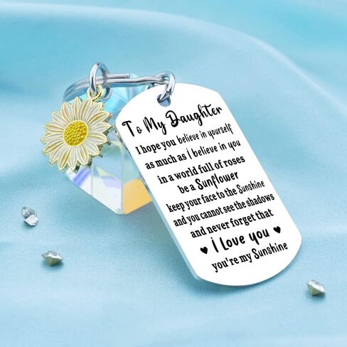 Aisity Inspirational Sunflower Keychain Daughter Gifts from Mom Dad for Birthday Graduation Thanksgiving Christmas Gifts in Saudi Arabia