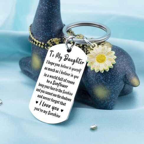 Aisity Inspirational Sunflower Keychain Daughter Gifts from Mom Dad for Birthday Graduation Thanksgiving Christmas Gifts in Saudi Arabia