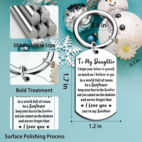 Aisity Inspirational Sunflower Keychain Daughter Gifts from Mom Dad for Birthday Graduation Thanksgiving Christmas Gifts in Saudi Arabia