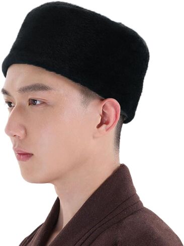 Mens Muslim Kufi Prayer Hat Islam Solid Skull Beanie Cap Winter Fuzzy Headwear in Saudi Arabia