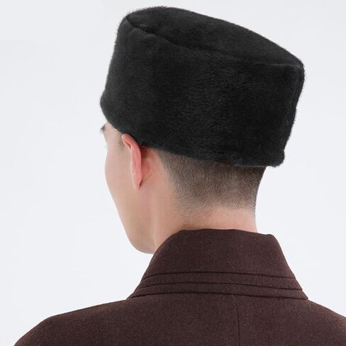 Mens Muslim Kufi Prayer Hat Islam Solid Skull Beanie Cap Winter Fuzzy Headwear in Saudi Arabia