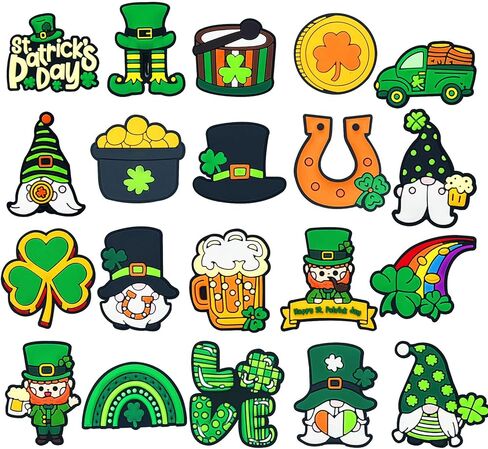 40 PCS St. Patrick's Day Charms for Girls,PVC Green Charms Clover St. Patrick's Day Decorations,Girl Charms for Croc, Bracelet, Jackets, Purses, St. Patrick's Day decor in Saudi Arabia
