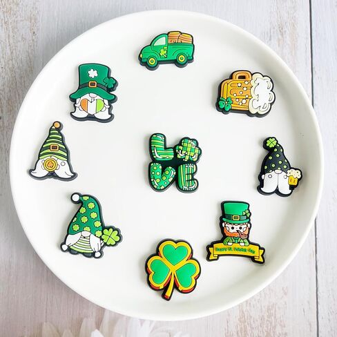 40 PCS St. Patrick's Day Charms for Girls,PVC Green Charms Clover St. Patrick's Day Decorations,Girl Charms for Croc, Bracelet, Jackets, Purses, St. Patrick's Day decor in Saudi Arabia