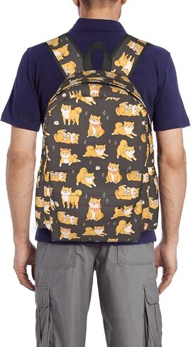 فيهويو شنطة ظهر 17 انش بتصميم كلاب لطيفة شيبا اينو، شنطة ظهر مدرسية للكتب، شنطة كتف كاجوال، كلاب شيبا اينو، 11 × 6.3 × 16.9 انش، حقائب ظهر يومية in Kuwait