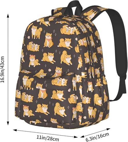 فيهويو شنطة ظهر 17 انش بتصميم كلاب لطيفة شيبا اينو، شنطة ظهر مدرسية للكتب، شنطة كتف كاجوال، كلاب شيبا اينو، 11 × 6.3 × 16.9 انش، حقائب ظهر يومية in Kuwait