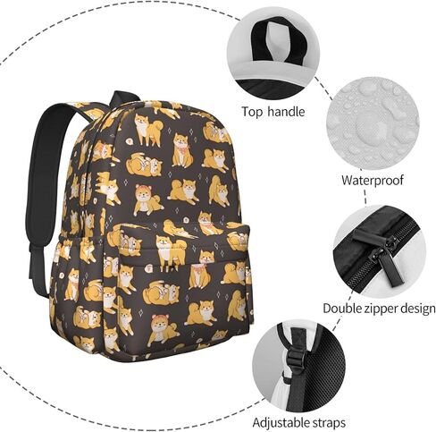 فيهويو شنطة ظهر 17 انش بتصميم كلاب لطيفة شيبا اينو، شنطة ظهر مدرسية للكتب، شنطة كتف كاجوال، كلاب شيبا اينو، 11 × 6.3 × 16.9 انش، حقائب ظهر يومية in Kuwait