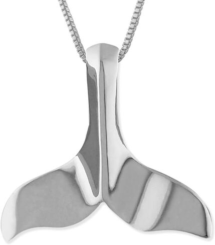 Sterling Silver Plain Whale Tail Pendant Necklace with Chain in Saudi Arabia