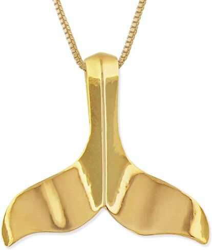 Sterling Silver Plain Whale Tail Pendant Necklace with Chain in Saudi Arabia