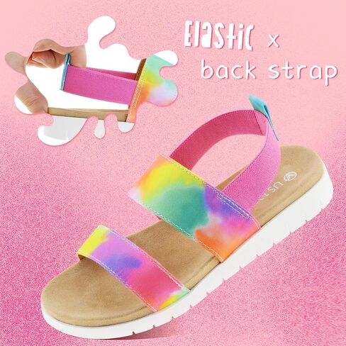 Girls Sandals Open Toe Kids Summer Flat Sandals Casual Fashion Dress Shoes with Elastic Straps in Saudi Arabia