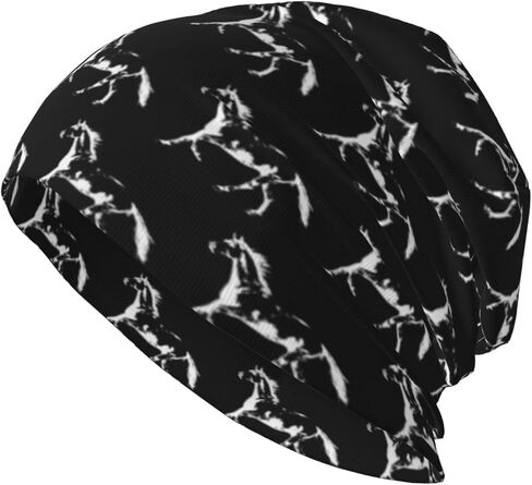 قبعة حصان هروت اون قبعة سوداء لعلاج السرطان قبعة الجمجمة محبوكة قبعة وشاح قبعة ليلية قبعة الجمجمة للنساء الرجال in Kuwait