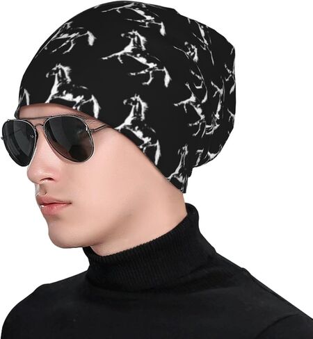 قبعة حصان هروت اون قبعة سوداء لعلاج السرطان قبعة الجمجمة محبوكة قبعة وشاح قبعة ليلية قبعة الجمجمة للنساء الرجال in Kuwait