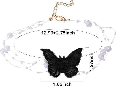2Pcs Pearl Butterfly Necklace for Women,Pearl Necklace Choker Necklace for Women Layered Necklaces for Women Everyday Jewelry Gifts in Kuwait