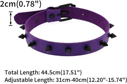 FM FM42 Unisex Multicolor Simulated Leather PU Punk Rock Gothic Black Spiked Rivets Choker Collar Necklace in Kuwait