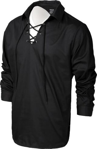 قميص LINOCOUTON الرجالي من Jacobite Ghillie Kilt قميص العصور الوسطى عصر النهضة القراصنة الهالوين in Kuwait