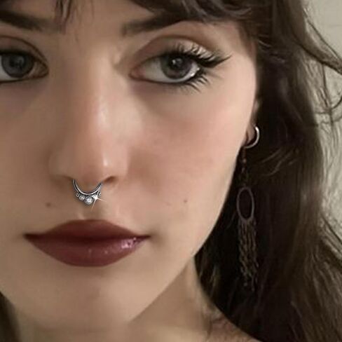 Mooncrush Jewelry 16G الحاجز الدائري G23 زرع الصف التيتانيوم Daith أقراط للنساء 8MM الحاجز الأنف الدائري الجراحية الصلب Daith ثقب المجوهرات in Kuwait