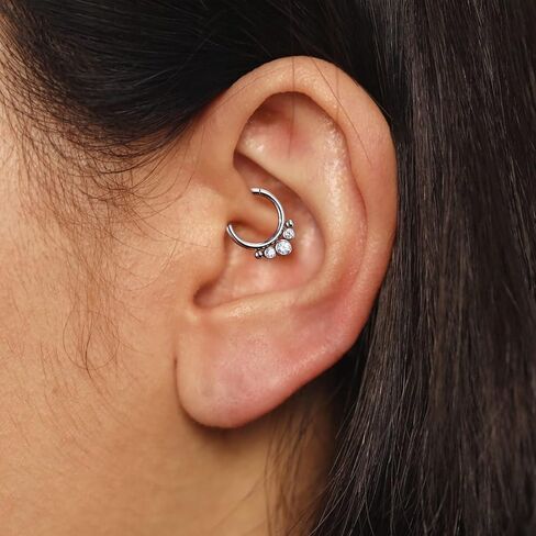 Mooncrush Jewelry 16G الحاجز الدائري G23 زرع الصف التيتانيوم Daith أقراط للنساء 8MM الحاجز الأنف الدائري الجراحية الصلب Daith ثقب المجوهرات in Kuwait