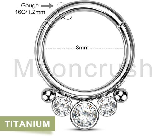 Mooncrush Jewelry 16G الحاجز الدائري G23 زرع الصف التيتانيوم Daith أقراط للنساء 8MM الحاجز الأنف الدائري الجراحية الصلب Daith ثقب المجوهرات in Kuwait